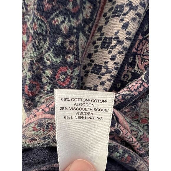 Lucky Brand Boho Patterned V-Neck High/Low Short Sleeve Shirt - Picture 5 of 5